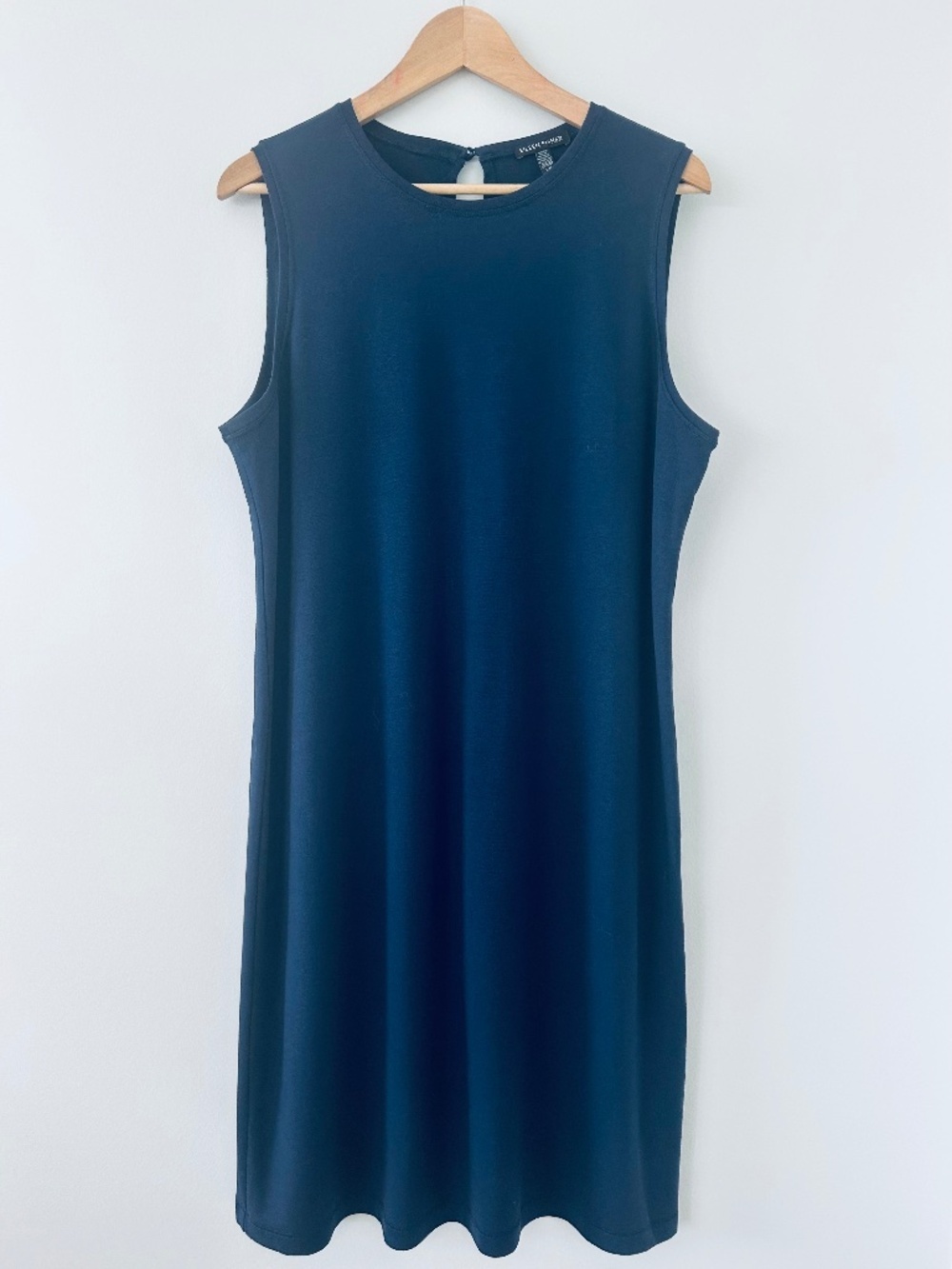 Eileen Fisher Sleeveless Shirt Jersey Dress in Navy Sz L - EUC